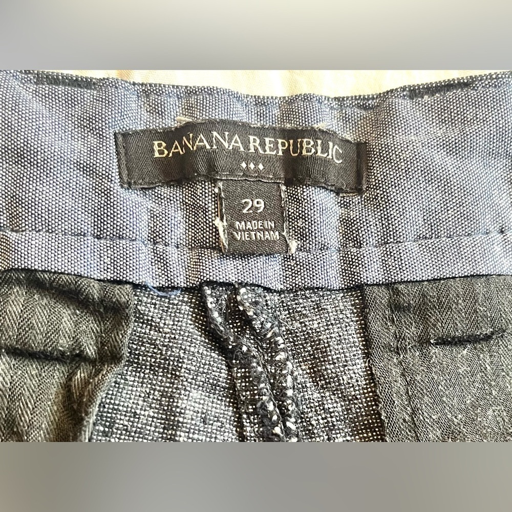 Banana Republic Men’s Unisex Gray Blue Linen Blend Shorts w Pockets Size 29 - Picture 6 of 12